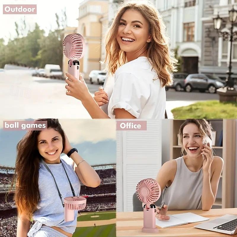 Foldable Personal Mini Fan – USB Rechargeable Handheld Fan with LED Display and 5 Speeds, for Home Office Travel Camping 2025 - $19.99 –P3