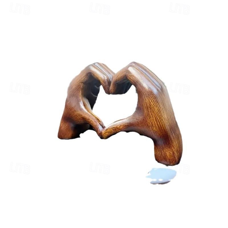 Wood Grain Love Hand Ornament, Resin Statue Art Craft, For Bookshelf Home Living Room Office Cabinet Decor, Room Tabletop Entryway Decor, Mother's Day New Year Easter Party Decor 2025 - $20.99 –P5