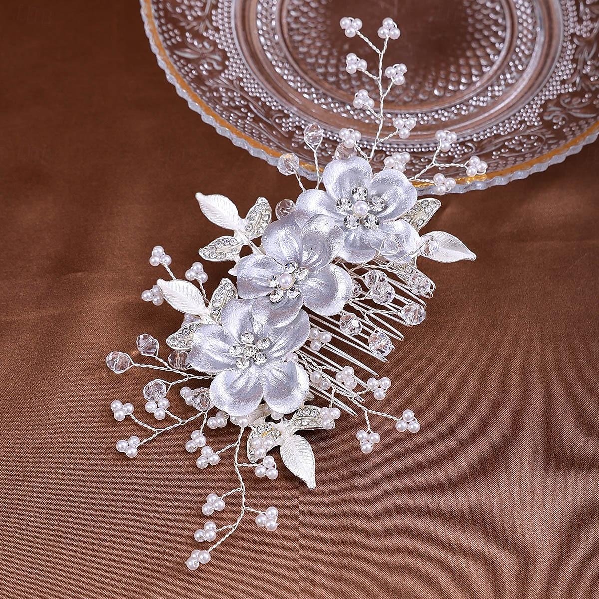 Hair Combs Headdress Imitation Pearl Rhinestone Wedding Cocktail Elegant Luxury With Rhinestone Faux Pearl Headpiece Headwear 2025 - $14.99 –P1