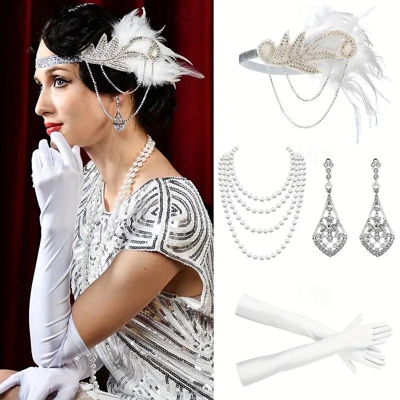 1920-as évek A nagy Gatsby Felszerelések Flapper fejpánt A nagy Gatsby Esküvői Vendég Gallér nélküli Jelmez Női Mindszentek napja Farsang Álarcos mulatság Parti Álarcos mulatság Esküvői fogadás 2025 - $23.99 –P18