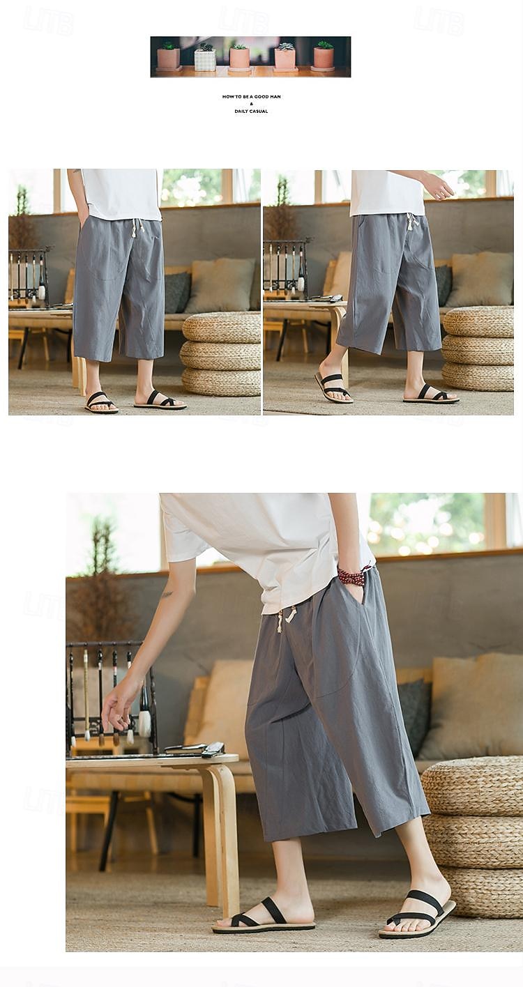 Bărbați Pantaloni de in Pantaloni harem Pantaloni Capri Buzunar Mată Sport Lungime gambă Muncă Casual Casual Potrivire Largă Negru Roșu Vin Inelastic 2026 - $22.99 –P19