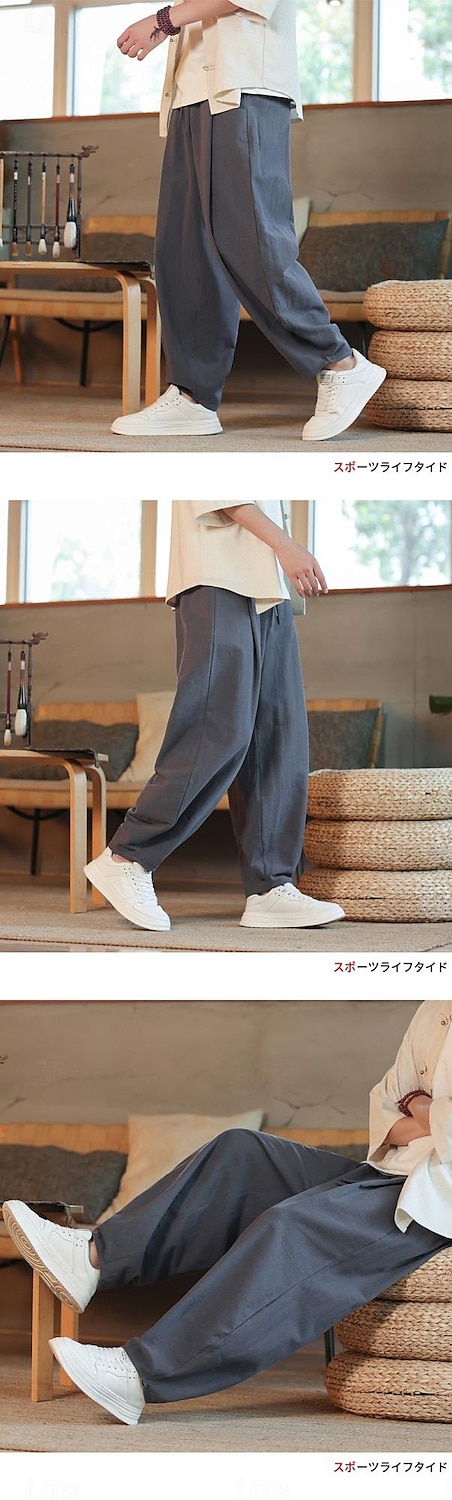 Herren Leinenhose Sommerhosen Freizeithose Tasche Einfarbig Sport In voller Länge Casual Täglich Brautkleider schlicht Lockere Passform Schwarz Dunkel Blau Niedrige Taillenlinie Mikro-elastisch 2025 - $25.99 –P9