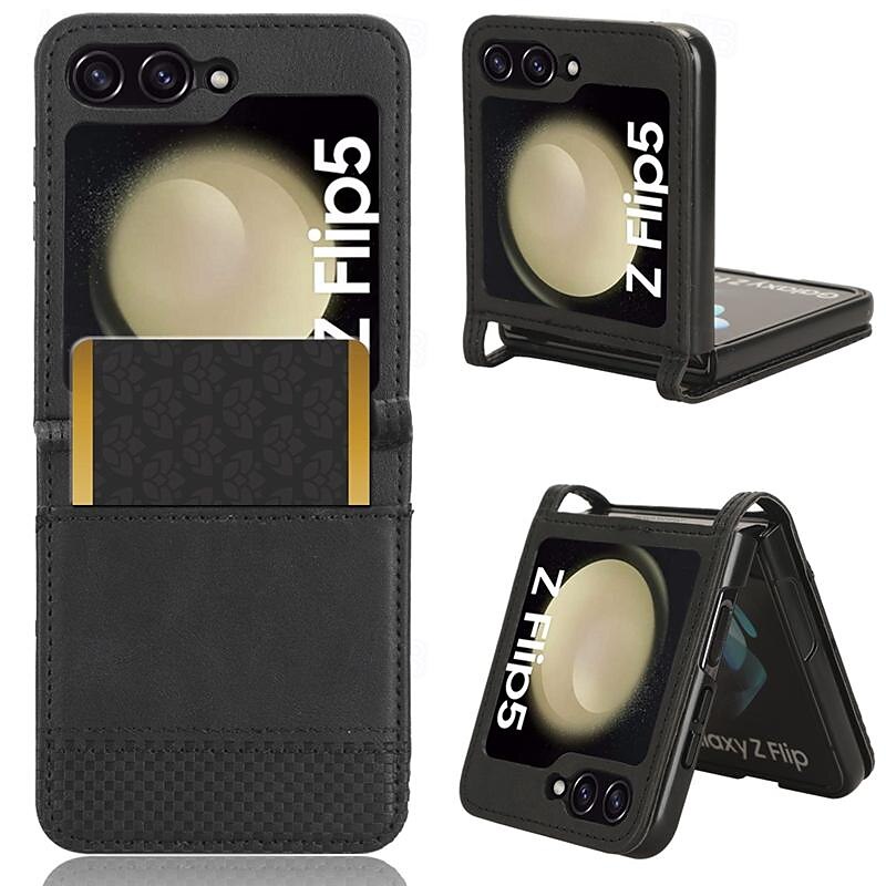 téléphone Coque Pour Samsung Galaxy Z Flip 5 Z Flip 4 Z Flip 3 Couvercle rabattable Fente pour carte Antichoc Rétro PC faux cuir de 2025 ? $17.99 –P6