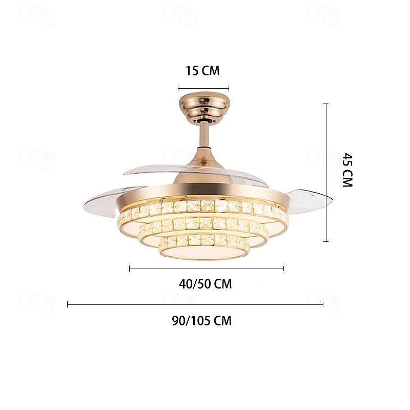 LED Ceiling Fan Ceiling Hanging Globe Over Table 1-Light 90/105cm Single Design 3-Color-Light Metal Electroplated Modern Nordic Style Bedroom 110-240V 2025 - $443.79 –P2