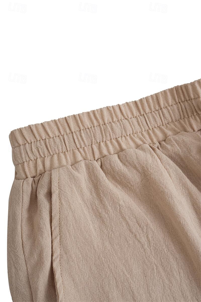 Homens Calção Shorts de verão Shorts de praia Com Cordão Cintura elástica Perna reta Tecido Conforto Respirável Curto Casual Diário Feriado Moda Estilo Clássico Cáqui Claro Azul Marinha de 2025 por $16.49 –P4