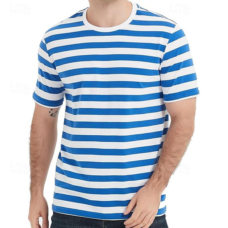 Herr T-shirt T-shirts Kortärmad tröja T-tröja Kortärmad Rund hals Vår & sommar Randig Mode Designer Grundläggande Semester Gata Utekväll Svart Gul Rubinrött Topp t-shirt för män 2025 - $11.99 –P7