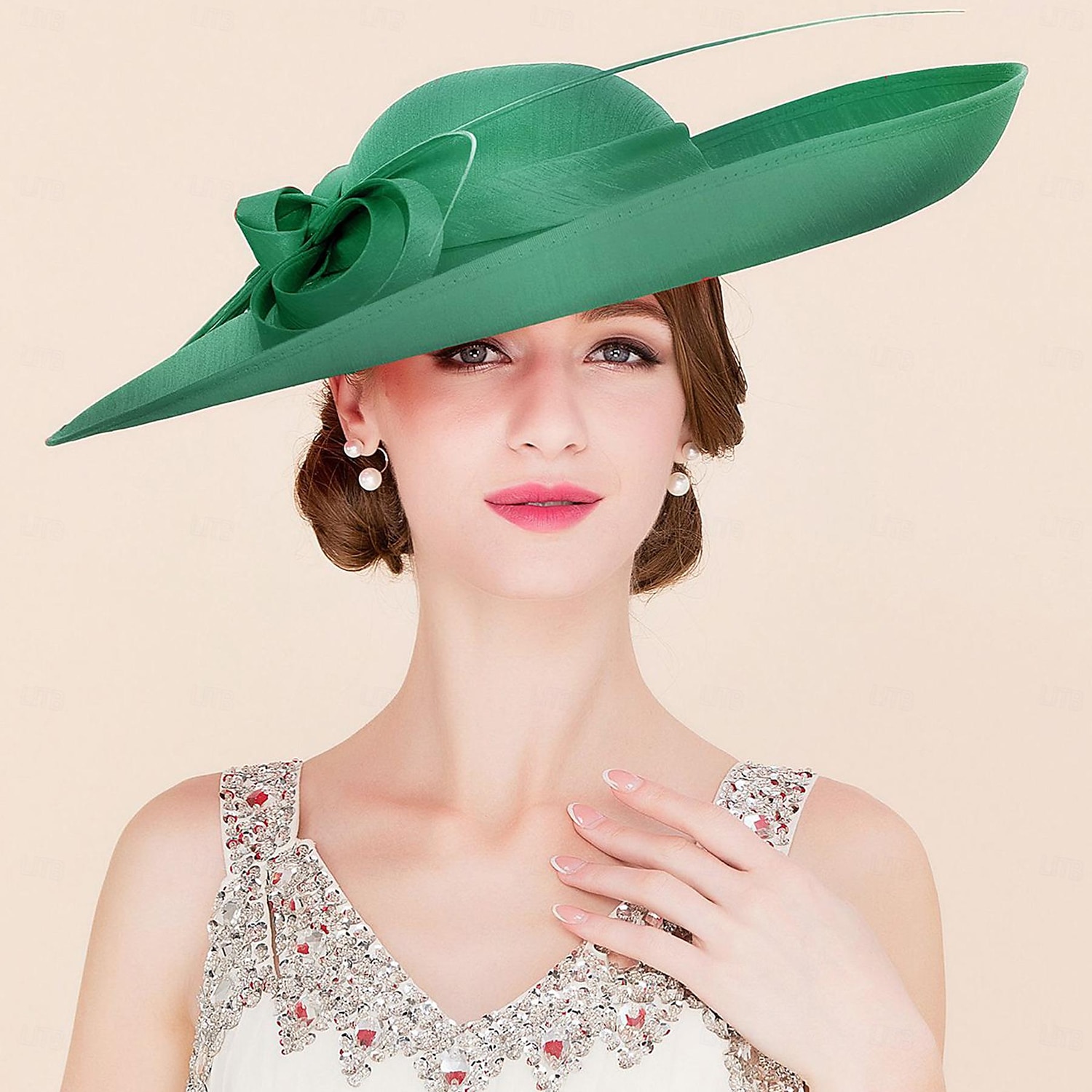 Feest Hoeden Dubbele Laag Katoenen Bolhoed Cloche Hoed Sinamay Hoed Kentucky Paardenrace Dames Dag Melbourne Cup Luxe Vintage Met Strik Hoofdbedekking Hoofdtooi dress to impress Race Day Dress 2025 - $107.99 –P12