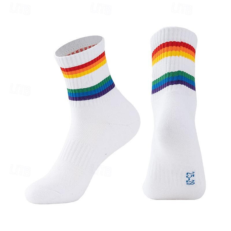 Men's 2 Pack Multi Packs Socks Crew Socks Running Socks Casual Socks Black White Color Rainbow Sports & Outdoor Daily Vacation Basic Medium Spring Fall Fashion Casual 2025 - $9.99 –P2
