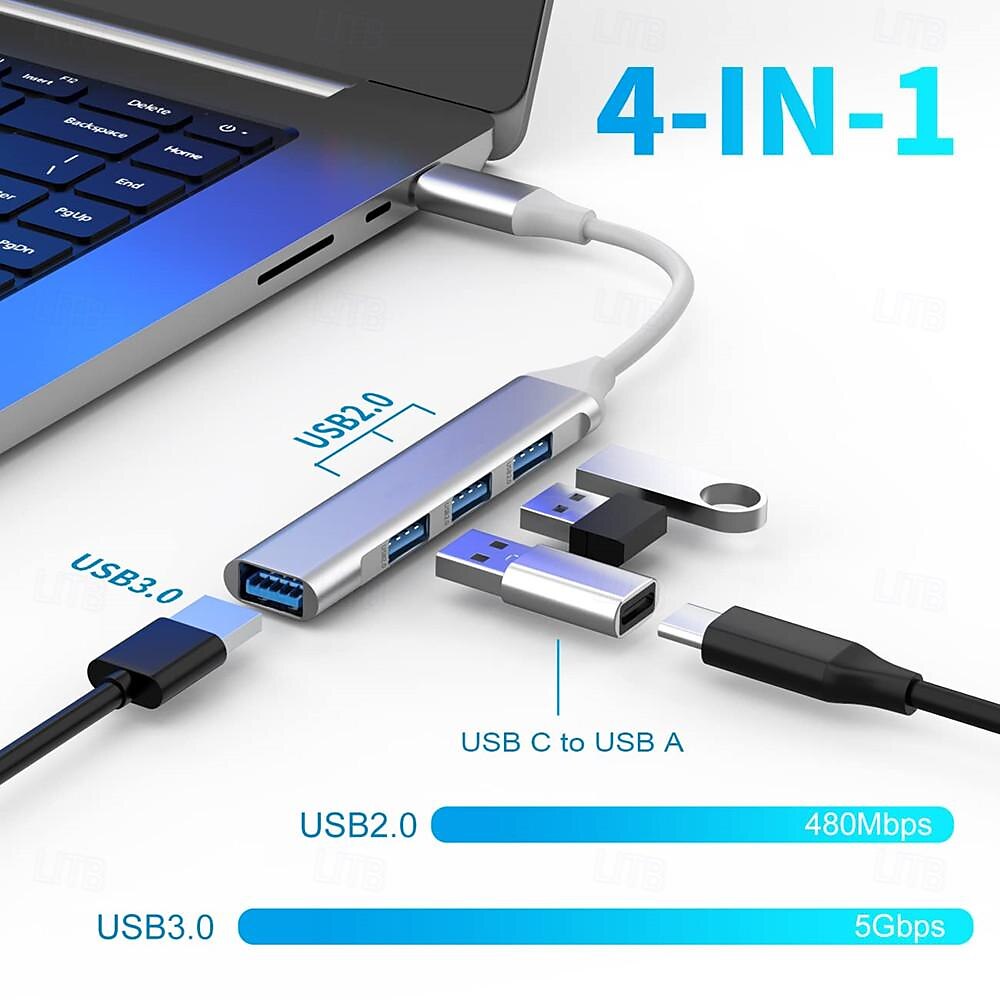 USB Adapter 4 Port Mini USB Docking Station Compatible with MacBook iPad Pro Dell HP Laptops Cell Phones 2025 - $12.99 –P6