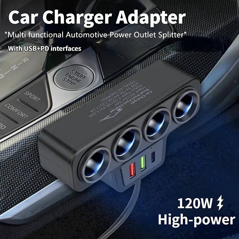 Автомобильный один буксирный четыре интеллектуальных прикуривателя qc3.0pd30w автомобильное многофункциональное быстрое зарядное устройство для мобильного телефона 2025 - $20.99 –P1