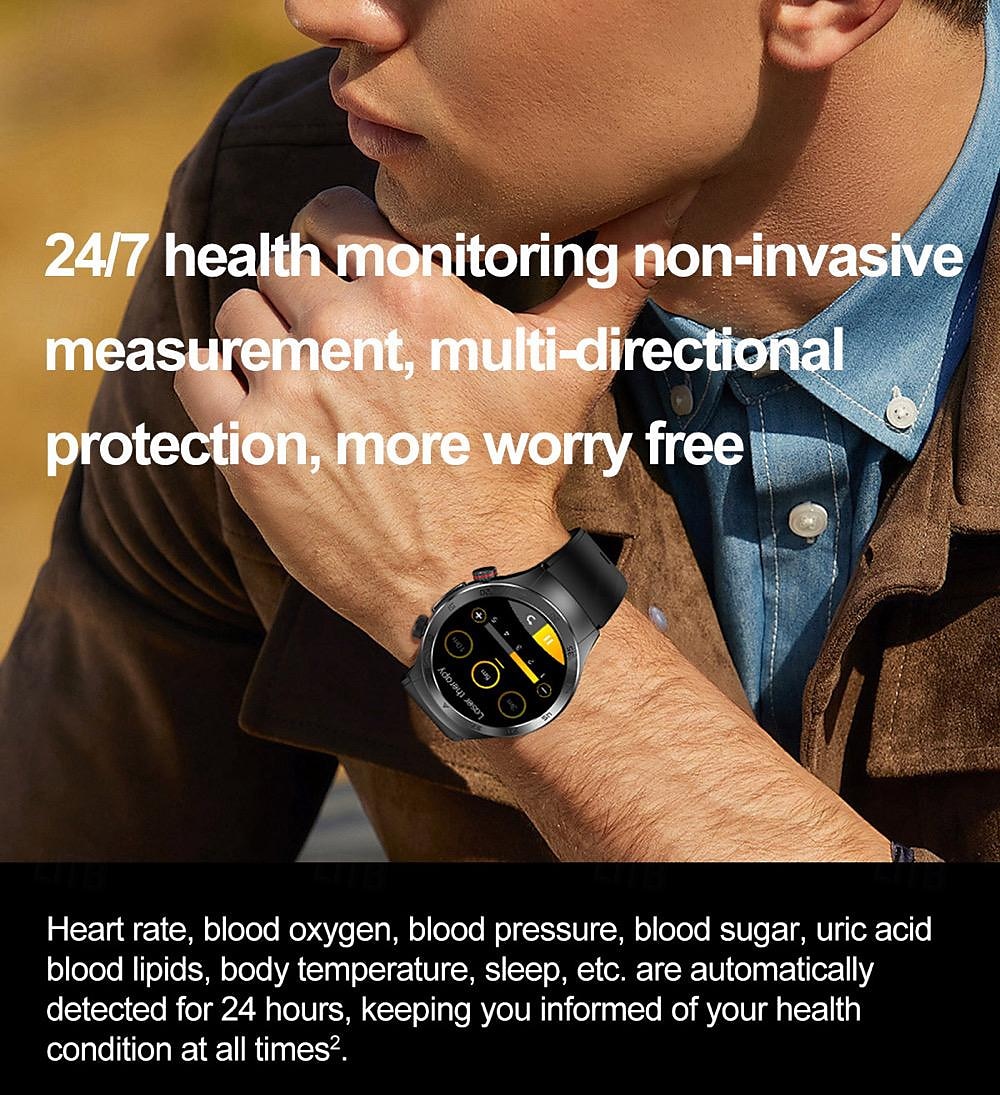 696 E800 Smart Watch 1.49 inch Smart Band Fitness Bracelet Bluetooth ECG+PPG Temperature Monitoring Pedometer Compatible with Android iOS Men Hands-Free Calls Message Reminder IP 67 46mm Watch Case 2025 - $96.99 –P5