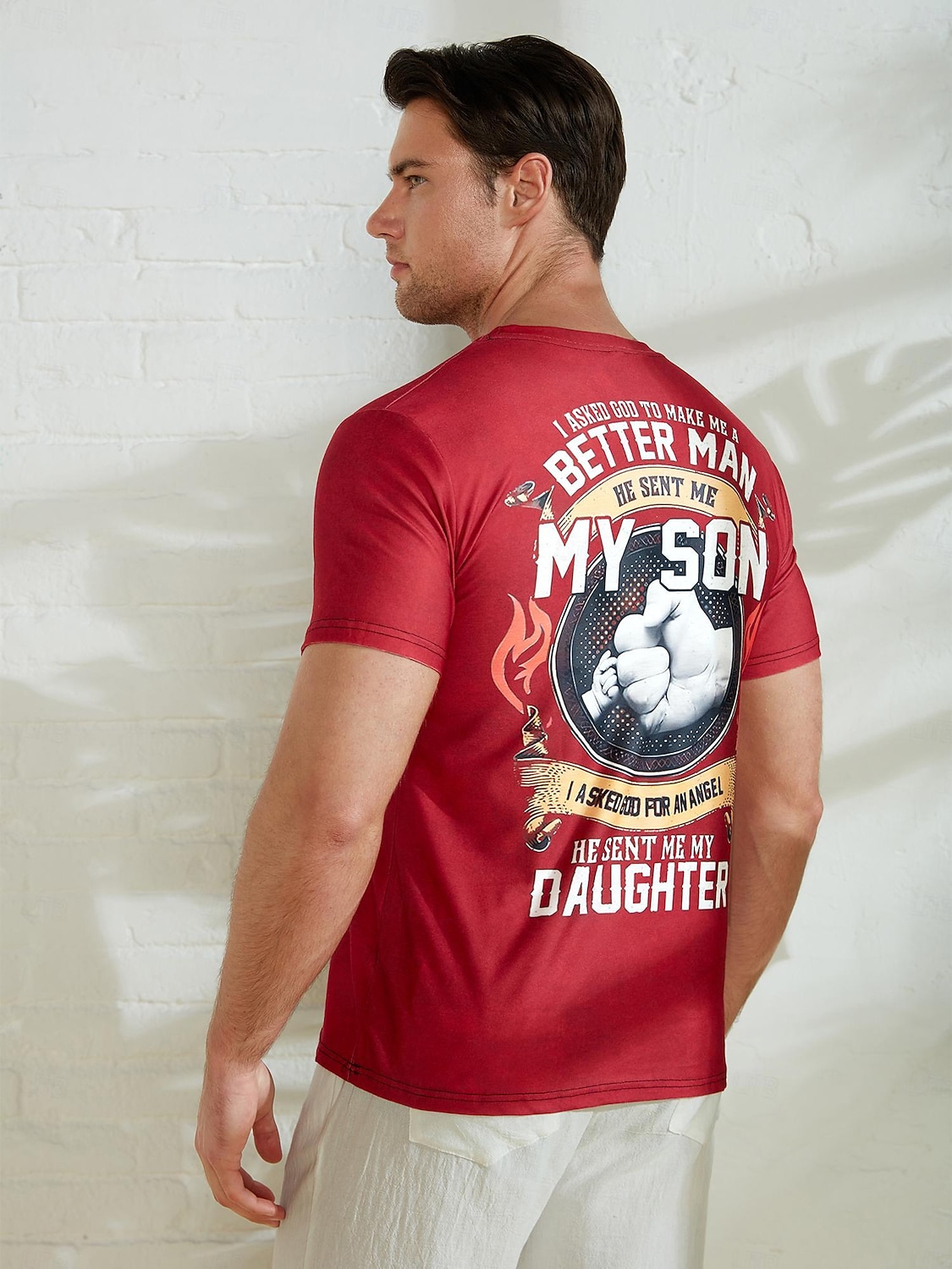 Mannen Papa Graphic Tee 'God maakte me een betere man met mijn zoon mijn dochter mijn engel' Korte Mouw Familie T-Shirt 2026 - $21.99 –P3