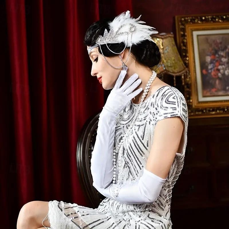 1920-as évek A nagy Gatsby Felszerelések Flapper fejpánt A nagy Gatsby Esküvői Vendég Gallér nélküli Jelmez Női Mindszentek napja Farsang Álarcos mulatság Parti Álarcos mulatság Esküvői fogadás 2025 - $23.99 –P20
