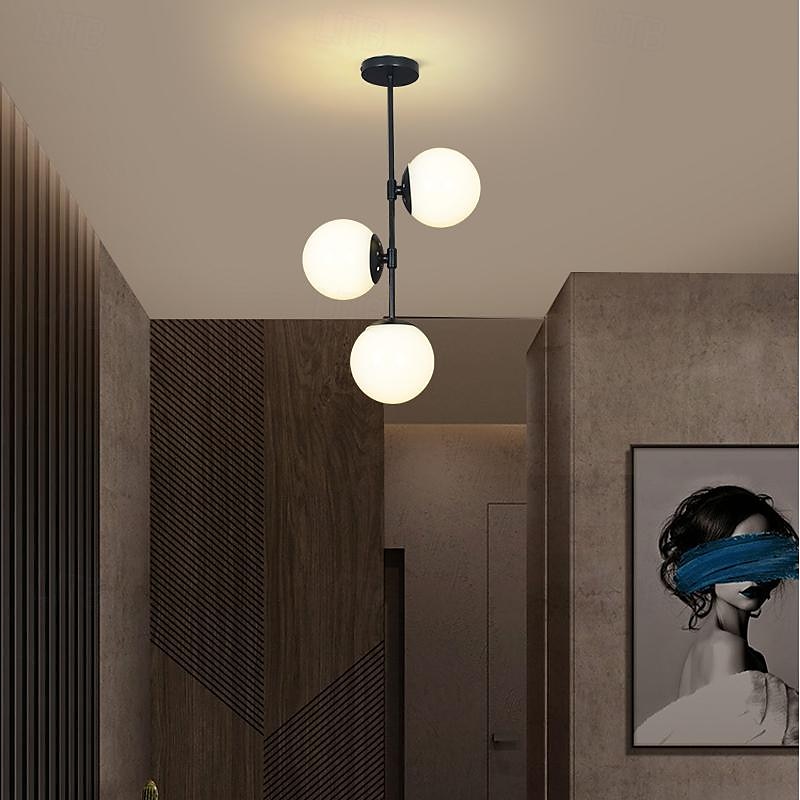 lampada a sospensione a led multi luci scala a chiocciola casa di lusso 3 luci 28 cm vetro moderno stile nordico caffè ufficio 110-240 v del 2025 a $399.99 –P1