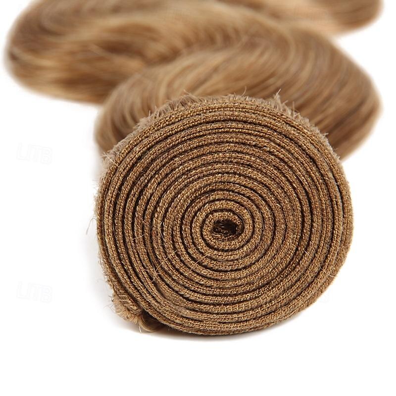 #27 Honey Blonde Human Hair Bundles with Closure Brazilian Hair Weave Bundles with Closure 10A Colored Body Wave Bundles 3PCS 2025 - $120.99 –P7