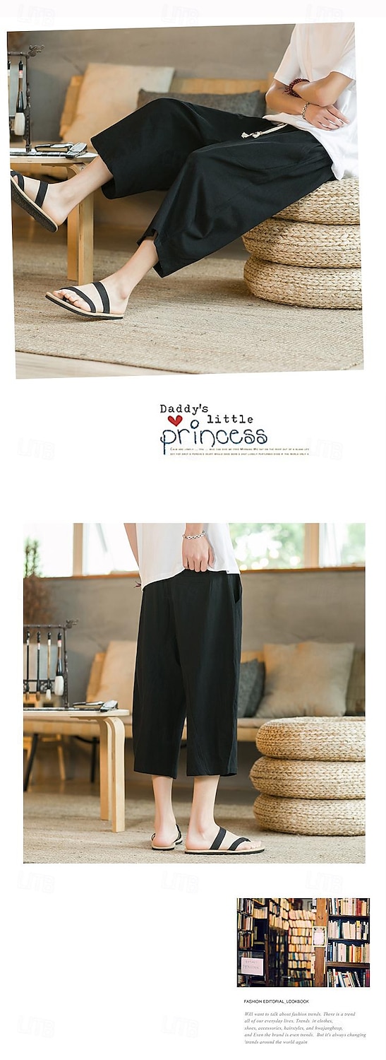 Bărbați Pantaloni de in Pantaloni harem Pantaloni Capri Buzunar Mată Sport Lungime gambă Muncă Casual Casual Potrivire Largă Negru Roșu Vin Inelastic 2026 - $22.99 –P4