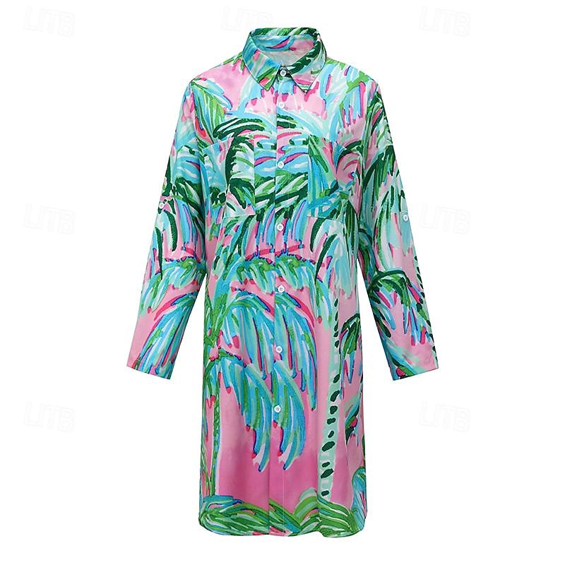dames strand cover-up lange mouw v-hals marine print knoopsluiting roltab mouw wit blauw one size resortkleding zomer zeeleven patroon kleding kleding 2025 - $46.99 –P1
