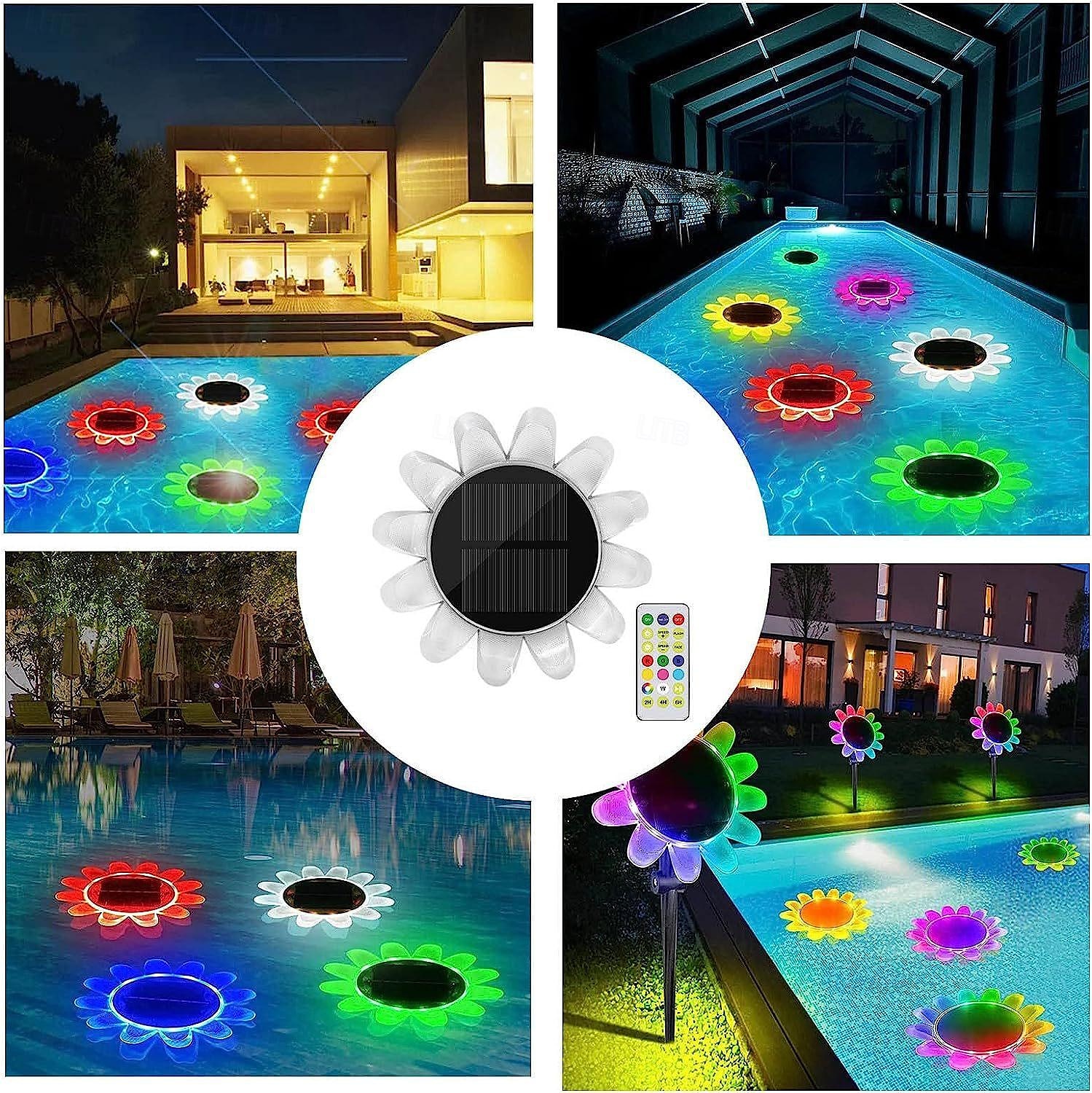 RGB-Schwimmlicht, Solar-LED-Poollicht, wasserdichtes Gartenlicht für den Außenbereich, für Schwimmbad, Teich, Ferienpark, Landschaftsdekoration, 1/2 Stück 2025 - $29.99 –P5