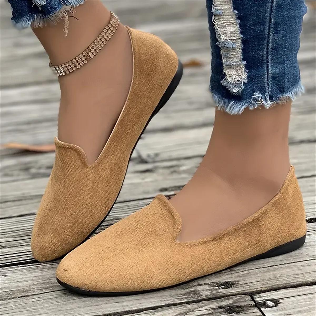 Mocasines sin cordones de ante amarillo para mujer: zapatos planos casuales cómodos para uso diario 2025 - $19.99 –P10