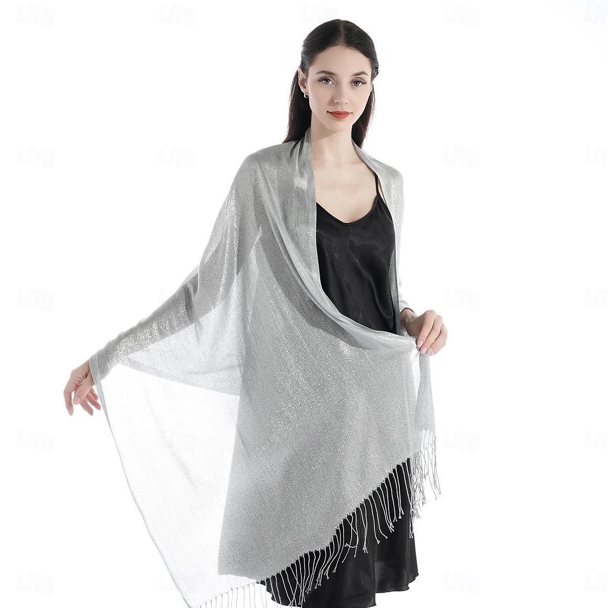 شالShawls مشد نسائي أنيق يلمع و يبرق بدون كم بوليستر لفات الزفاف مع لون نقي من أجل مناسب للحفلات للربيع والصيف 2025 - $16.99 –P11