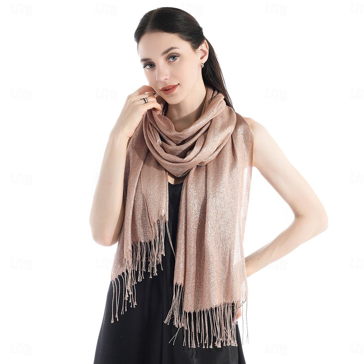 شالShawls مشد نسائي أنيق يلمع و يبرق بدون كم بوليستر لفات الزفاف مع لون نقي من أجل مناسب للحفلات للربيع والصيف 2025 - $16.99 –P3