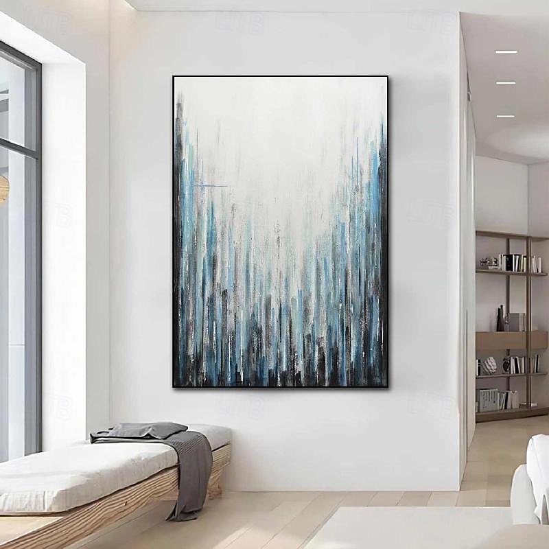 abstraktes Skyline-Gemälde, handgemalt, extragroßes Wandkunst-Gemälde, handgemachtes blaues Landschaftsgemälde auf Leinwand, großes Wandkunst-blaues abstraktes modernes Gemälde für Schlafzimmer, 2025 - $125.99 –P9
