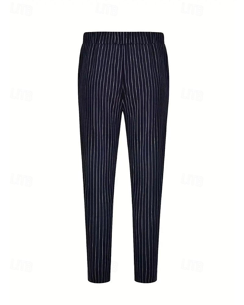 Homens Calças Calça verão Calça casual Bolsos Com Cordão Cintura elástica Listra Conforto Trabalho O negócio Diário Moda Estilo Clássico Preto Azul Real Micro-Elástica de 2025 por $25.99 –P11