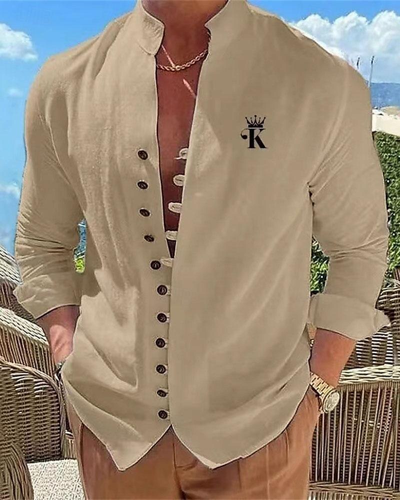 Per uomo Camicia Camicia con colletto cinese Camicia con colletto alla coreana Camicia Estiva Camicia casual Camicia con Bottoni Matrimoniale Vacanza Camicia hawaiana Nero Bianco Blu Cachi Manica del 2025 a $27.99 –P4