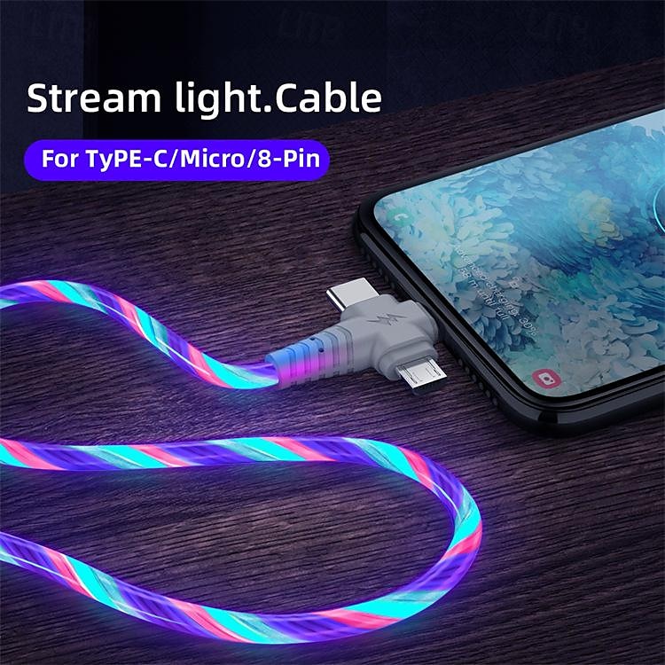 Светодиодный кабель Rapid 3a — тройной порт USB для синхронизации Lightning  & зарядка - мощность 10-20 Вт, прочный абс, универсальная совместимость 2025 - $12.99 –P2