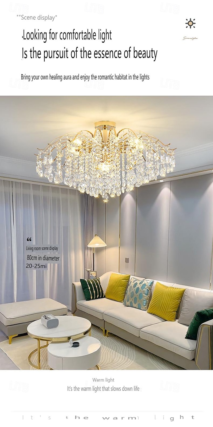 נברשת led 42/50/60/80/100 ס"מ 6/10/12/14/16 נורת ראש לא כלולה בגימור קריסטל מתכת מודרני בסגנון מודרני חדר אוכל חדר אוכל תליון מיני 110-240v 2025 - $223.59 –P6