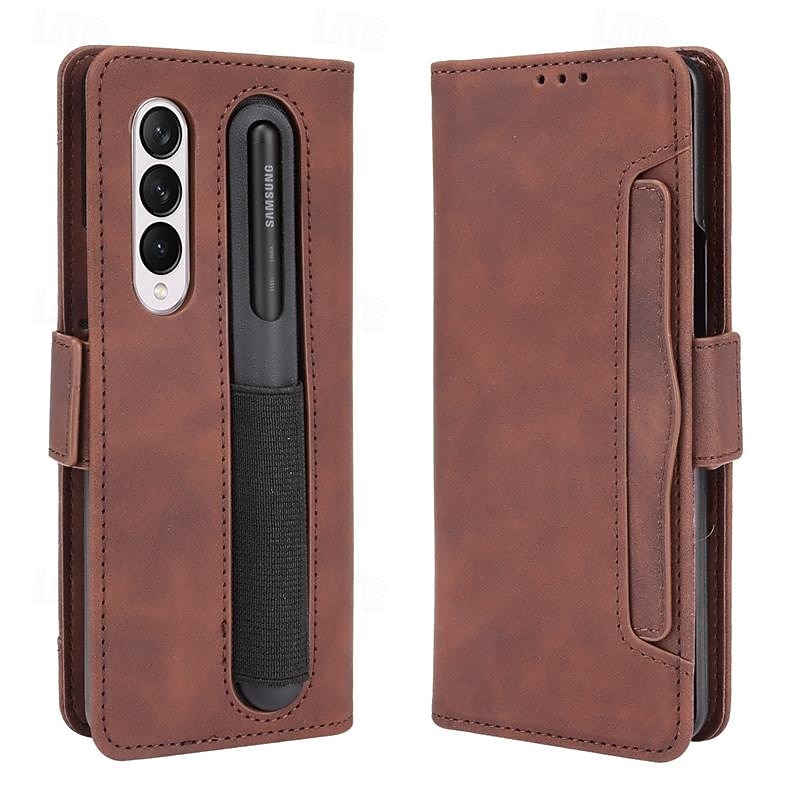 Phone Case For Samsung Galaxy Z Fold 5 Z Fold 4 Z Fold 3 Wallet Case Kickstand with Pen Slot Holder Card Slot Retro TPU PU Leather 2025 - $16.99 –P18