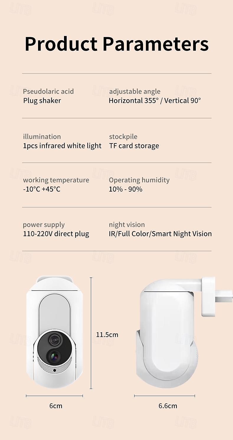 Wall Plug In Camera Wifi 360 1080P Mini Surveillance Home Security Protection Night Vision LED Lamp Light IP Cameras 2025 - $62.99 –P13