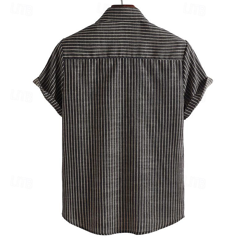 Per uomo Camicia Camicia Estiva Camicia casual Camicia da Spiaggia Camicia con Bottoni Camicie a righe Nero Manica Corta A righe Collo ripiegato Vacanza Camicia hawaiana Abbigliamento Poliestere Moda del 2025 a $21.99 –P2