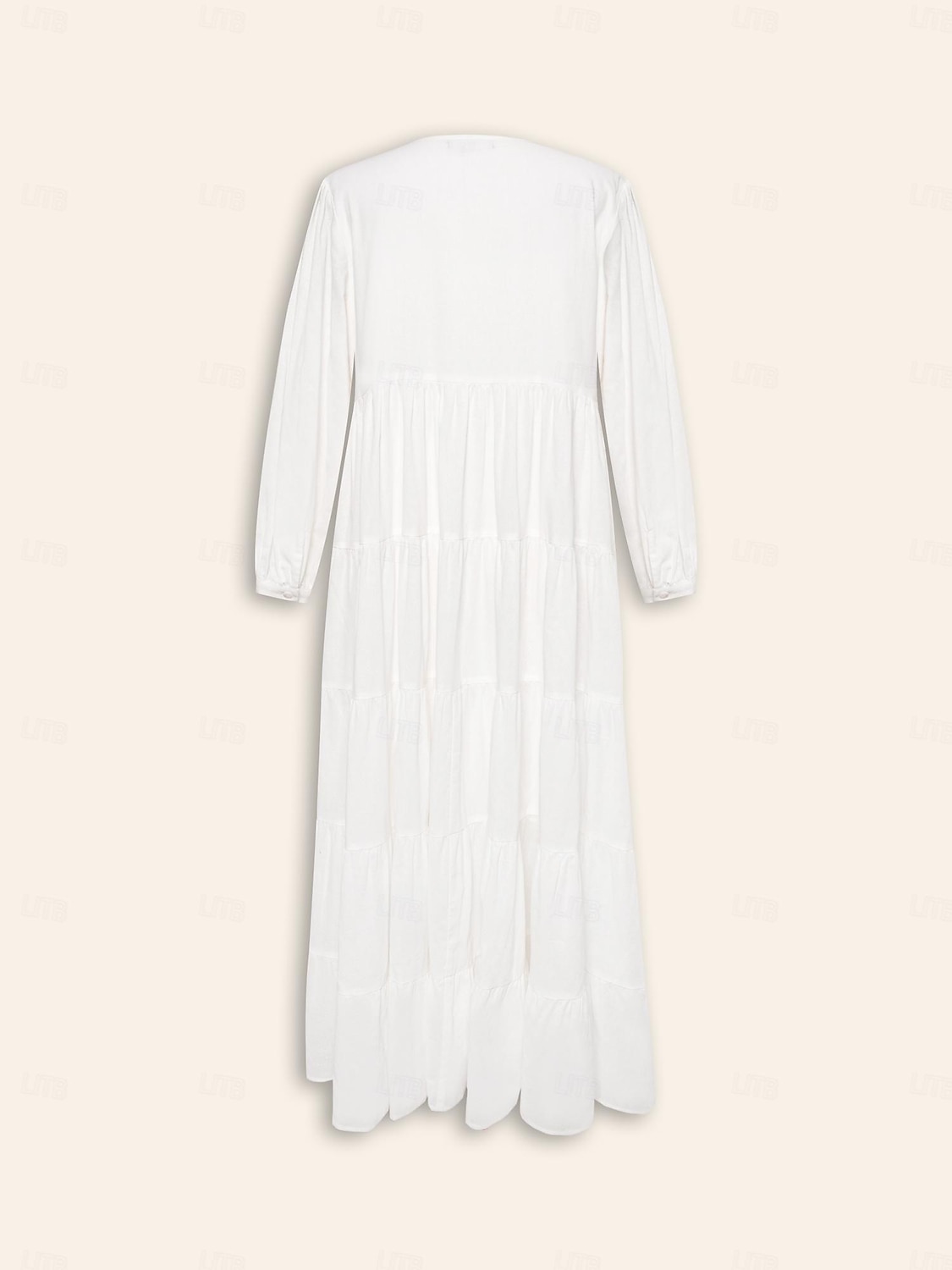 Damen Lockeres Kleid Resort-Kleidung Weiß Langarm Solide / einfarbig Lang Frühling & Herbst V Ausschnitt Strand Design Urlaub XS S M 2025 - $78.99 –P5
