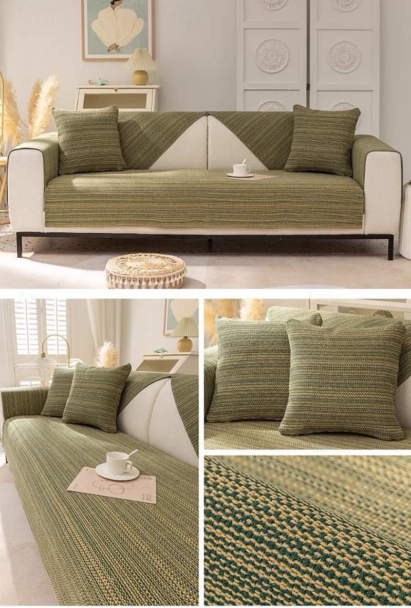 Cotton Linen Sofa Cushion Fabric Anti-slip Cooling Seat Cushion Full Cover Cloth Sofa Cover Cloth L Shaped Sofa Cushion Set 2025 - $28.99 –P7