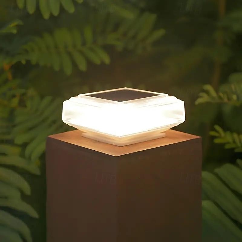 napelemes kültéri oszlopsapka lámpa vízálló napelemes kerítés lámpa 30 led fedélzeti terasz kerti szuperfényes oszloplámpák 4x4-hez 5x5 6x6 oszlopsapka csak fa napelemes éjszakai lámpa 1/2db 2026 - $23.99 –P4