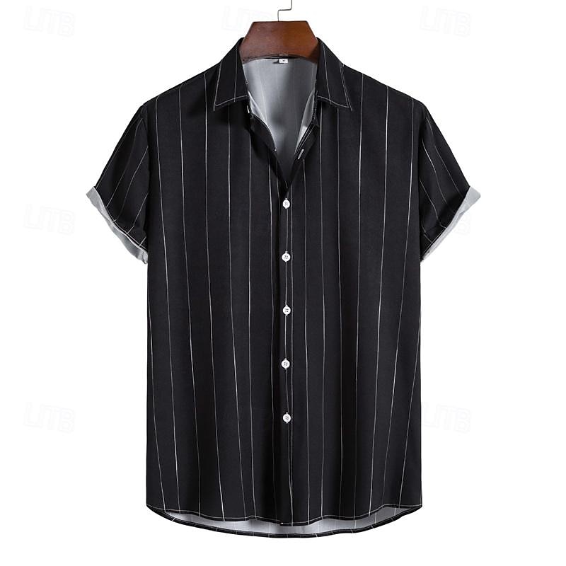 Homme Chemise Chemise d'été Chemise Décontractée Chemise de Plage Chemise Boutonnée Chemises à rayures Noir Blanche Vert Manche Courte Rayures Col Rabattu Vêtements de rue Vacances Vêtement Tenue de 2026 ? $23.99 –P12