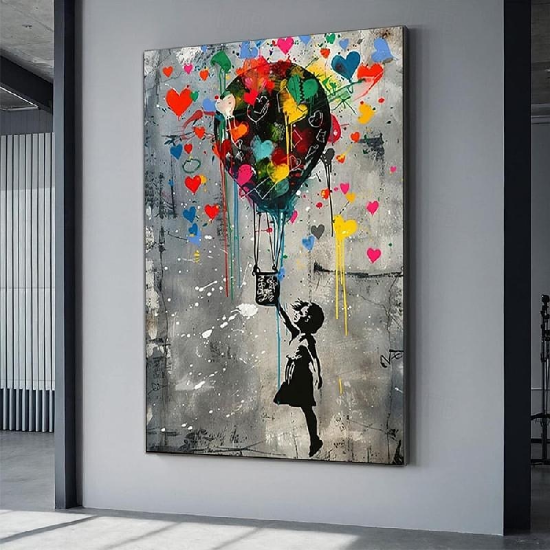 Malba dívky s červeným balónem ručně vyrobené graffiti umění olejomalba pop art Nástěnné dekorace dívka barevný balón plátno malba pro ložnici obývací pokoj umělecké dílo 2026 - $263.29 –P1