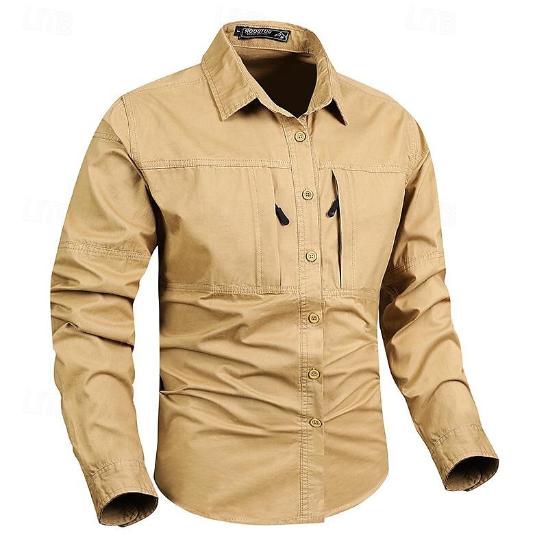 Hombre Camisa Camisas de trabajo Camisa casual Abotonar la camisa Camisa cargo Negro Color Caquí Verde Ejército Gris Manga Larga Plano Cuello Vuelto Vacaciones Festivos Bolsillo delantero Ropa Moda 2025 - $37.99 –P8