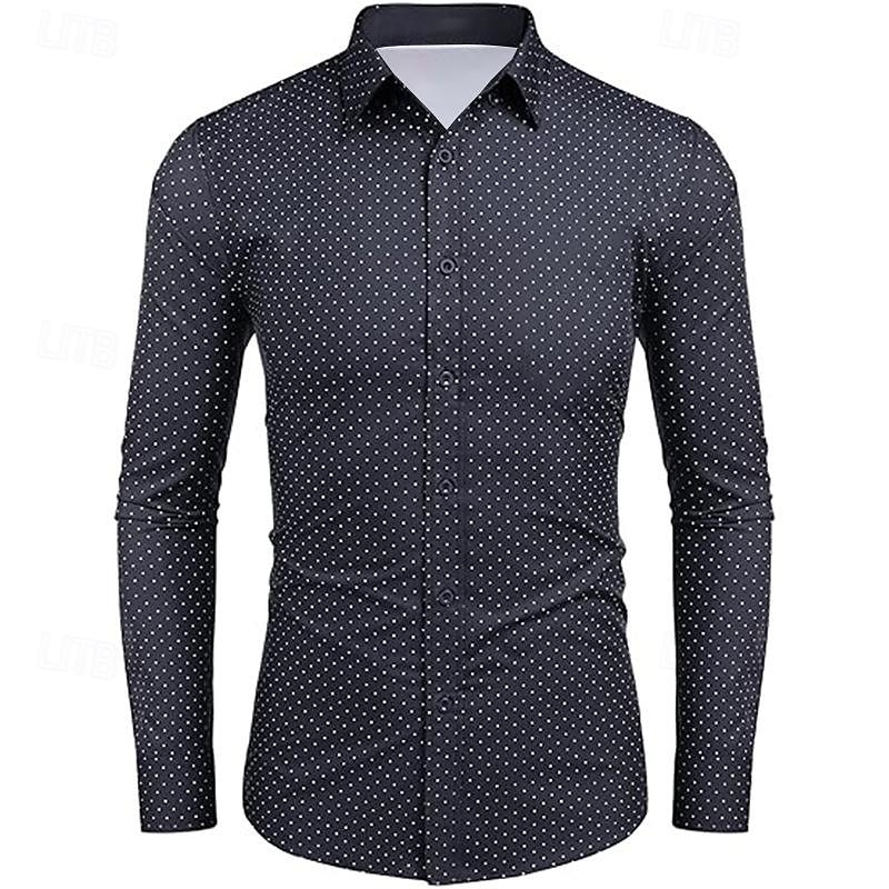 Per uomo Camicia Camicia elegante Camicia con Bottoni A Pois Matrimonio Lavoro Nero Bianco Rosso Blu marino Manica Lunga Collo ripiegato Primavera & Autunno Abbigliamento del 2025 a $22.99 –P9