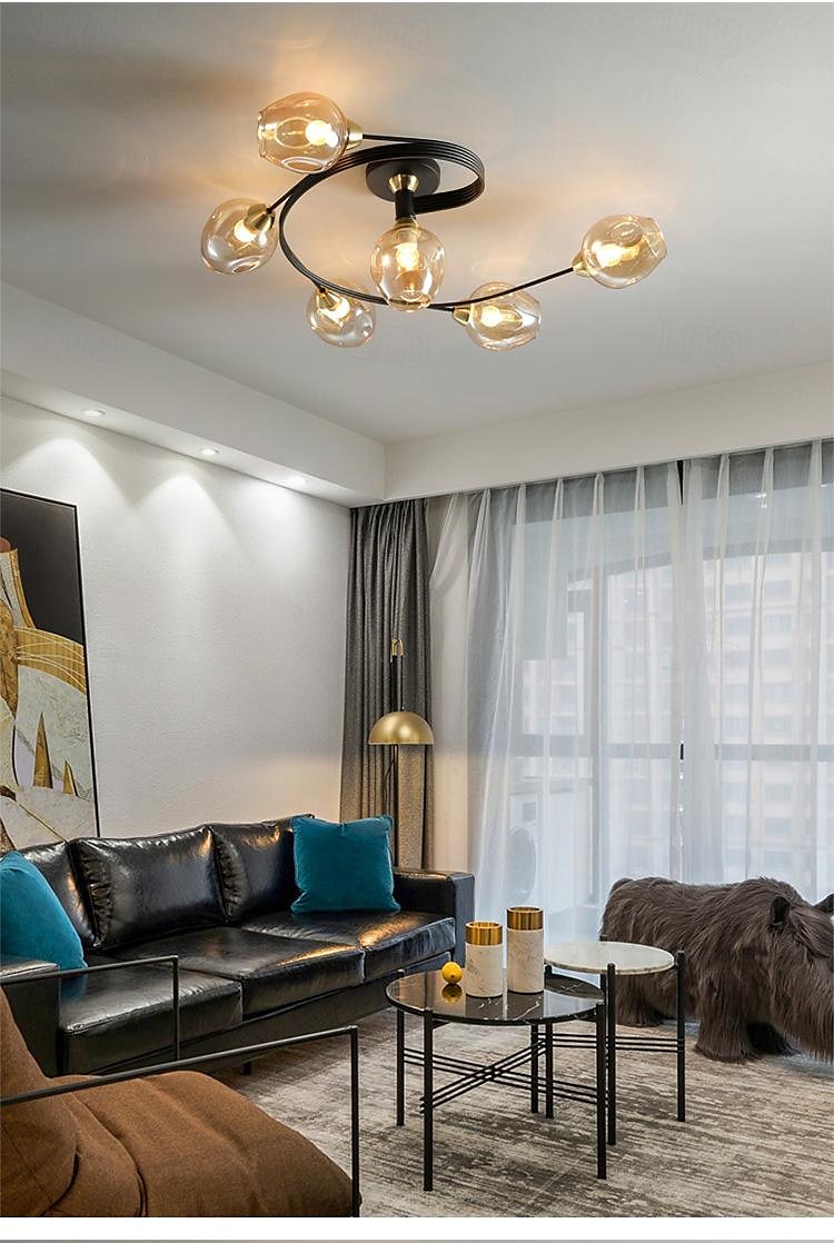 Luz de teto led 4/6 cabeça de vidro metal e27 nórdico criativo mágico lâmpada de teto pequeno quarto, lustre pessoal conciso moderno, para sala de estar comercial lâmpada de sala de jantar, sala de de 2025 por $331.19 –P3