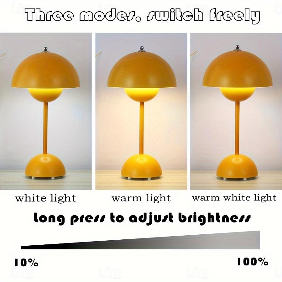 Cordless Touch Table Lamp, Dimmable Mushroom Beside Lamps Tri-Color Temperatures, Battery Operated Desk Lamp for Living Room, Bar and Bedroom, Yellow White Black 2026 - $54.99 –P4