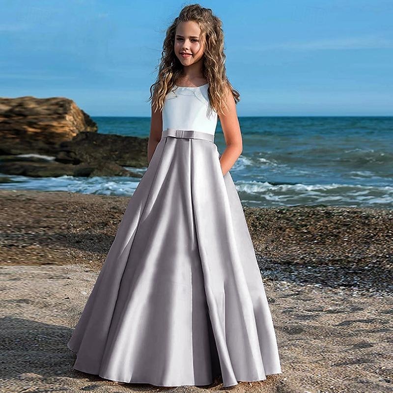 kinderkleidung Mädchen Party Kleid Feste Farbe Ärmellos Leistung Gitter Prinzessin Süß Gitter Mitte der Wade Etuikleid Tüll-Kleid Sommer Frühling Herbst 2-12 Jahre Schwarz Weiß Champagner 2025 - $60.99 –P12