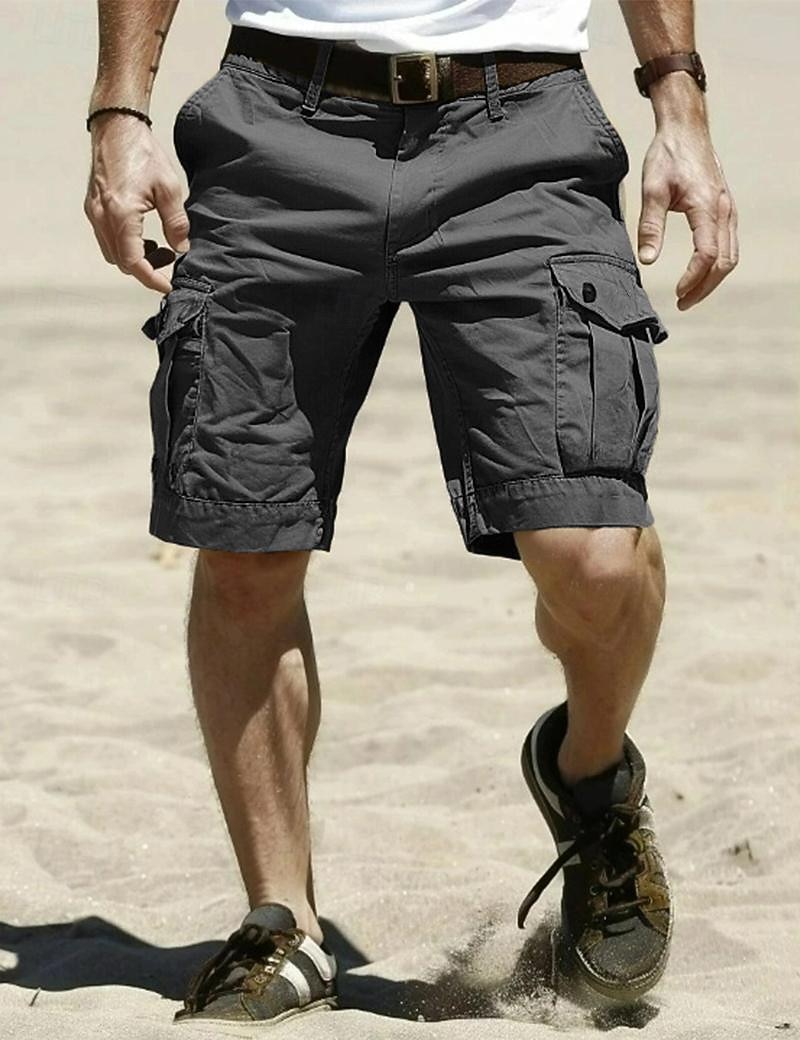 Herre Cargoshorts Shorts Bermudashorts Multi lomme Rett ben Ensfarget Anvendelig Utendørs Knelengde utendørs Avslappet Strand Klassisk Svart Kakifarget Høy Midje Uelastisk 2025 - $25.99 –P3