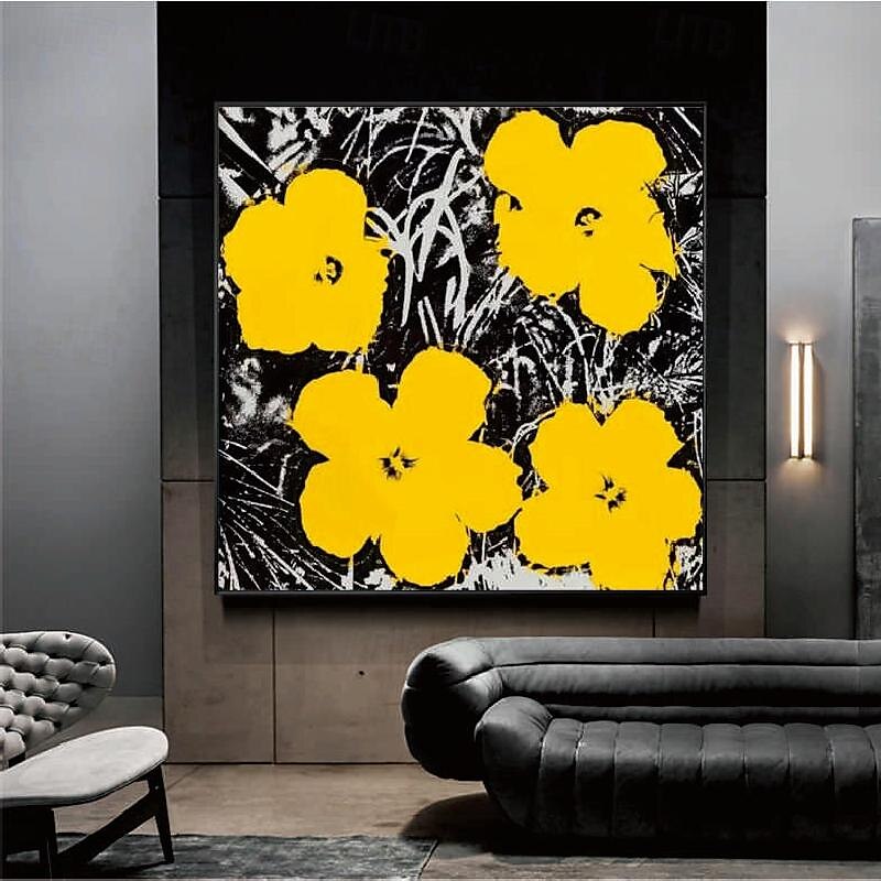 handgemaltes Strukturgemälde auf Leinwand, handgemachtes Ölgemälde, gelbes Blumengemälde, Wandkunst, Gemälde, moderne Kunst, Schlafzimmer-Wanddekoration, Modekunst 2025 - $116.99 –P1