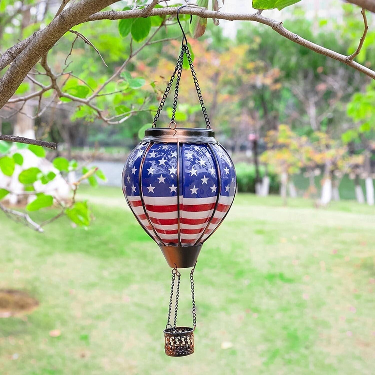 Linterna solar de globo aerostático, decoración navideña para exteriores, paisaje colorido para fiestas navideñas, resistente a la intemperie 2025 - $43.99 –P6