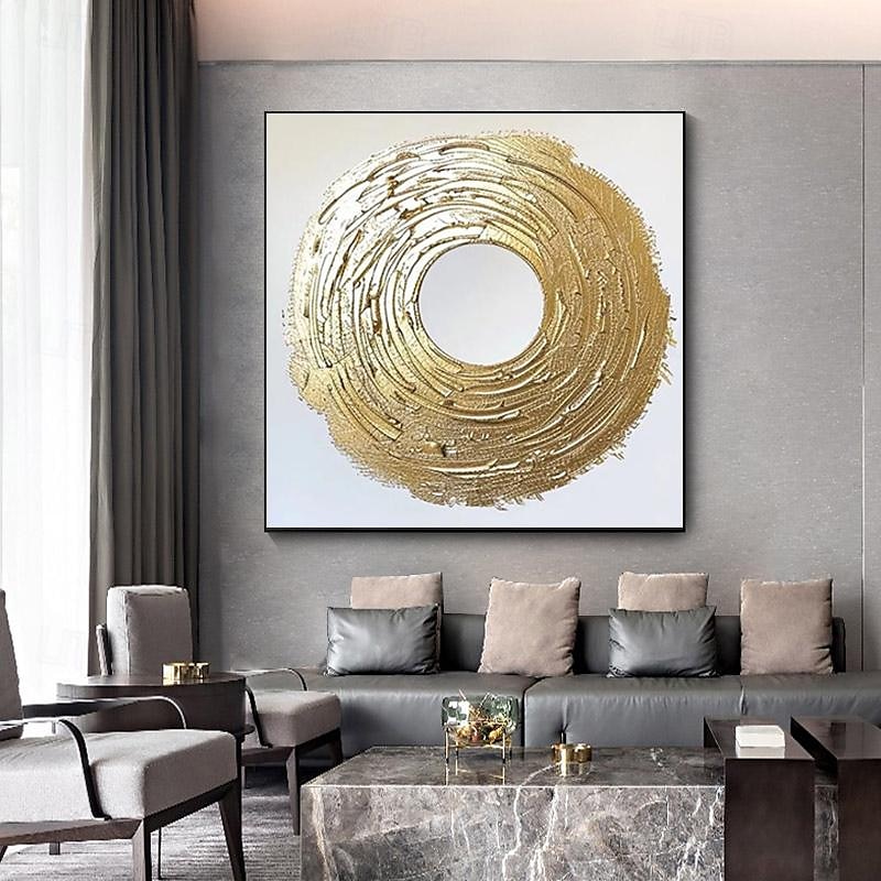 Hand Painted Modern Canvas Circle Gold Foil Abstract Pattern Nordic Abstract Wall Art Home Decor Module Living Room Nordic Home Decor Painting Home Decor Stretched Frame Ready To Hang Or No Frame 2025 - $150.99 –P10