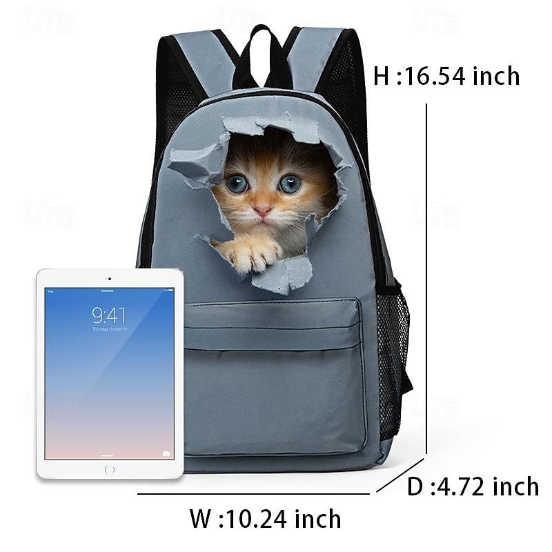 3D Cute Cat Backpack with Ripped Wall Print – Large Capacity School Bag for Girls, Teens, and Cat Lovers, Lightweight Bookbag for Daily Use or Travel 2025 - $29.99 –P4