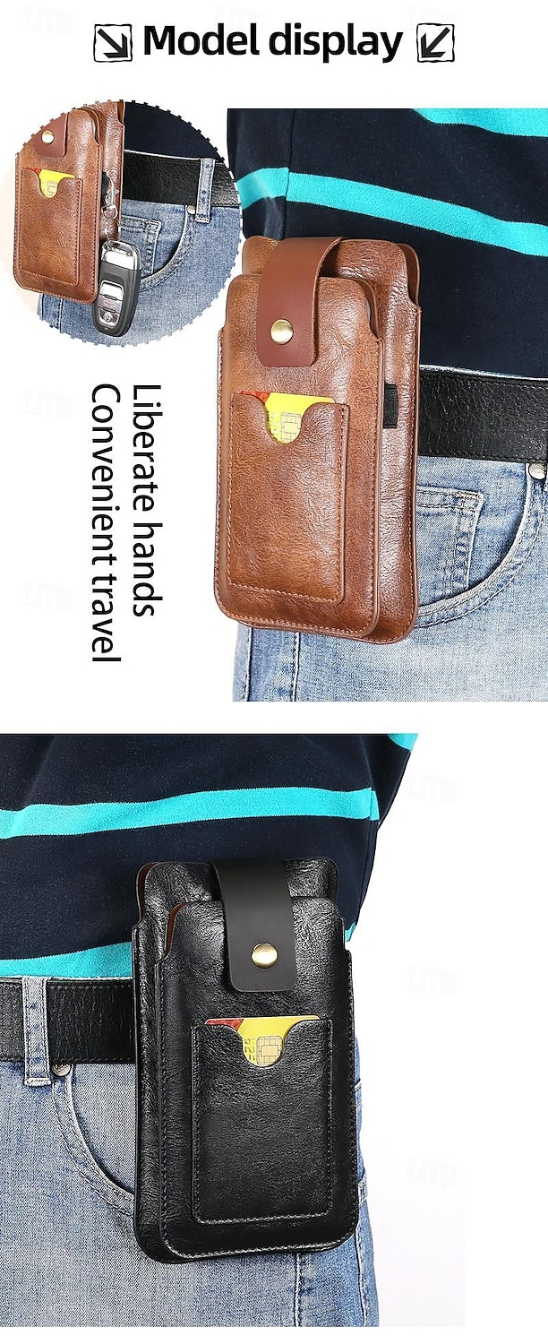 Men Cellphone Loop Holster Case Belt Waist Bag Props PU Leather Purse Phone Wallet Vintage Belt Mobile Phone Protective Sheath 2026 - $18.99 –P9