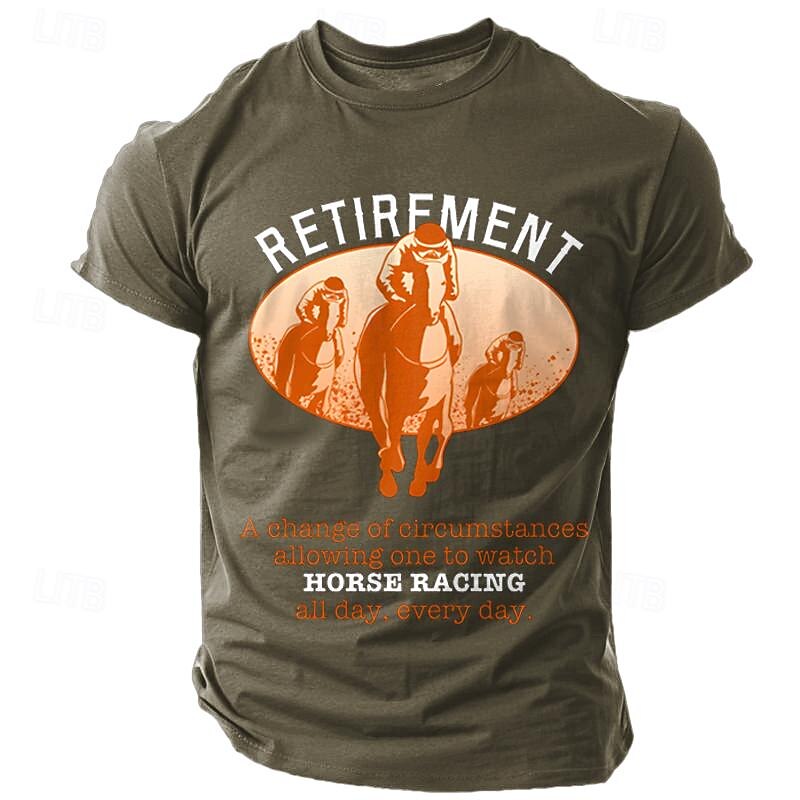 Men's Letter Horse Racing T Shirt Tee Top 100% Cotton Short Sleeve Graphic Shirt Black Army Green Dark Blue Comfortable Tee Street Sports Outdoor Fashion Designer Clothing 2025 - $15.99 –P3